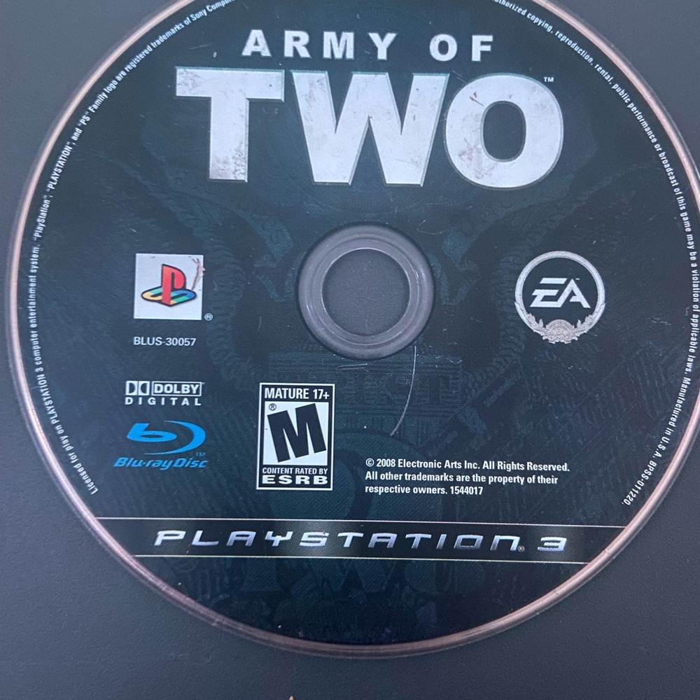 ☾.݁ᛪ༙ 3/$20 🕹️🎮 Army of Two for PS3 - MINOR SCRATCHES - LOOSE & TESTED